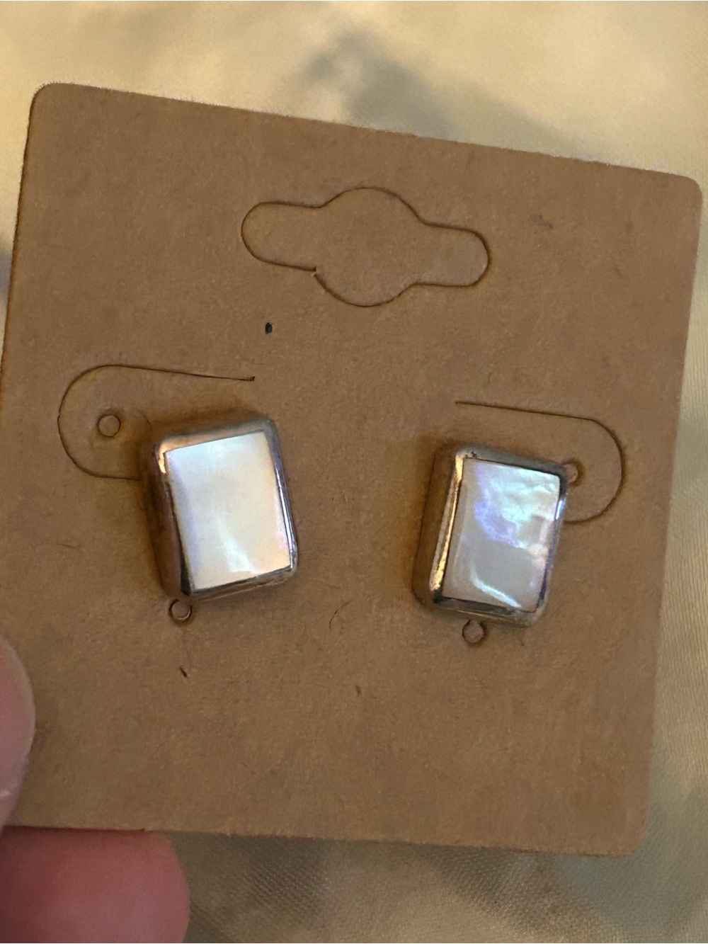 Mother of Pearl Rectangular Stud Earrings - Sterling Silver